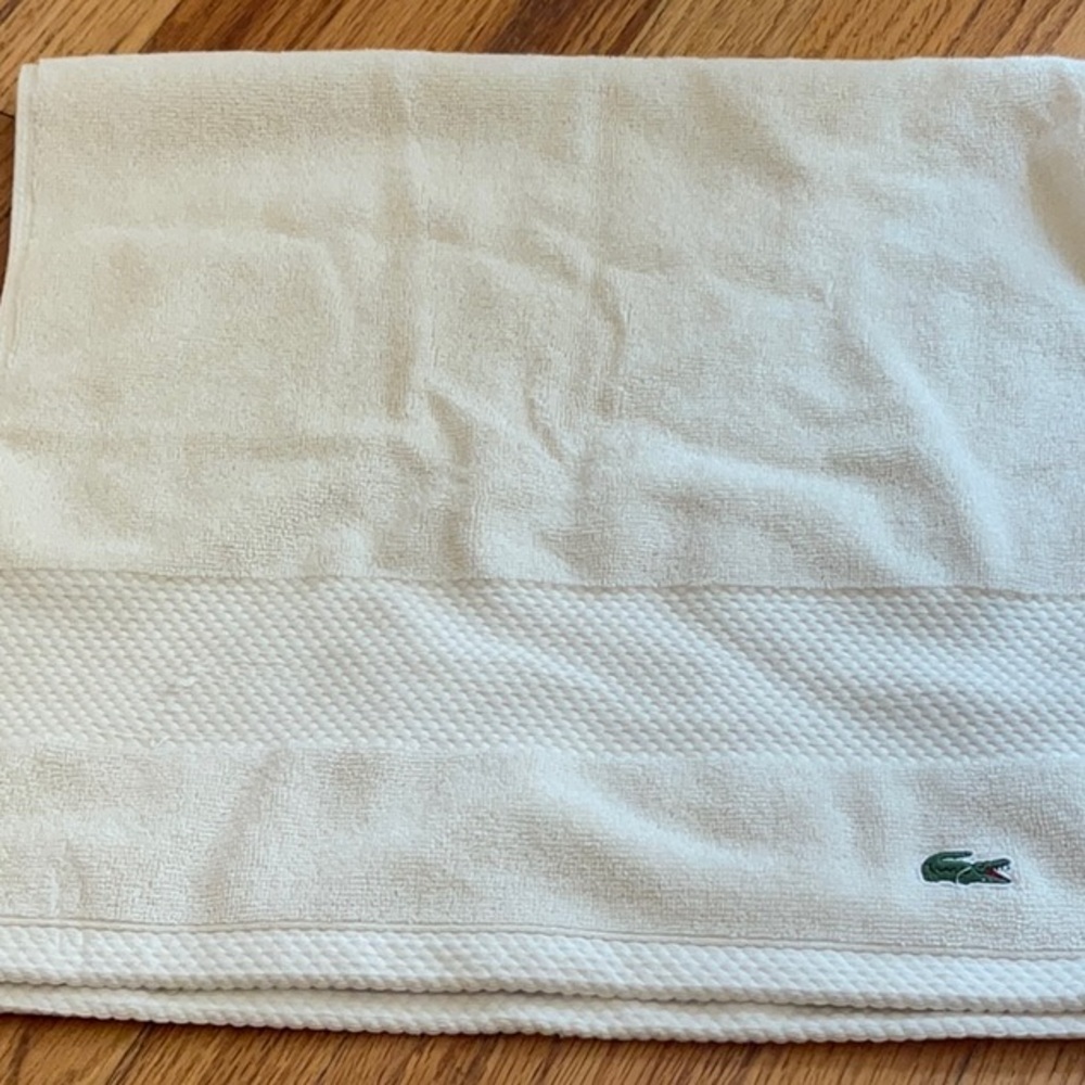 Lacoste Ivory Bath Towel with Logo